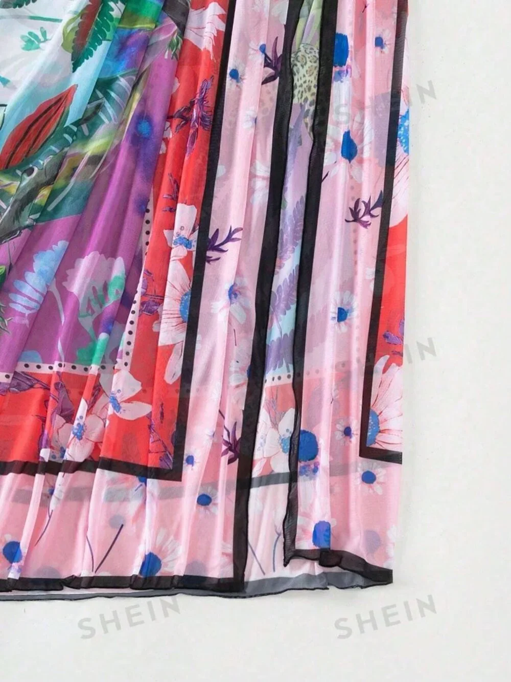 Multicolor Women's Tropical Print Knot Side Cover Up Skirt